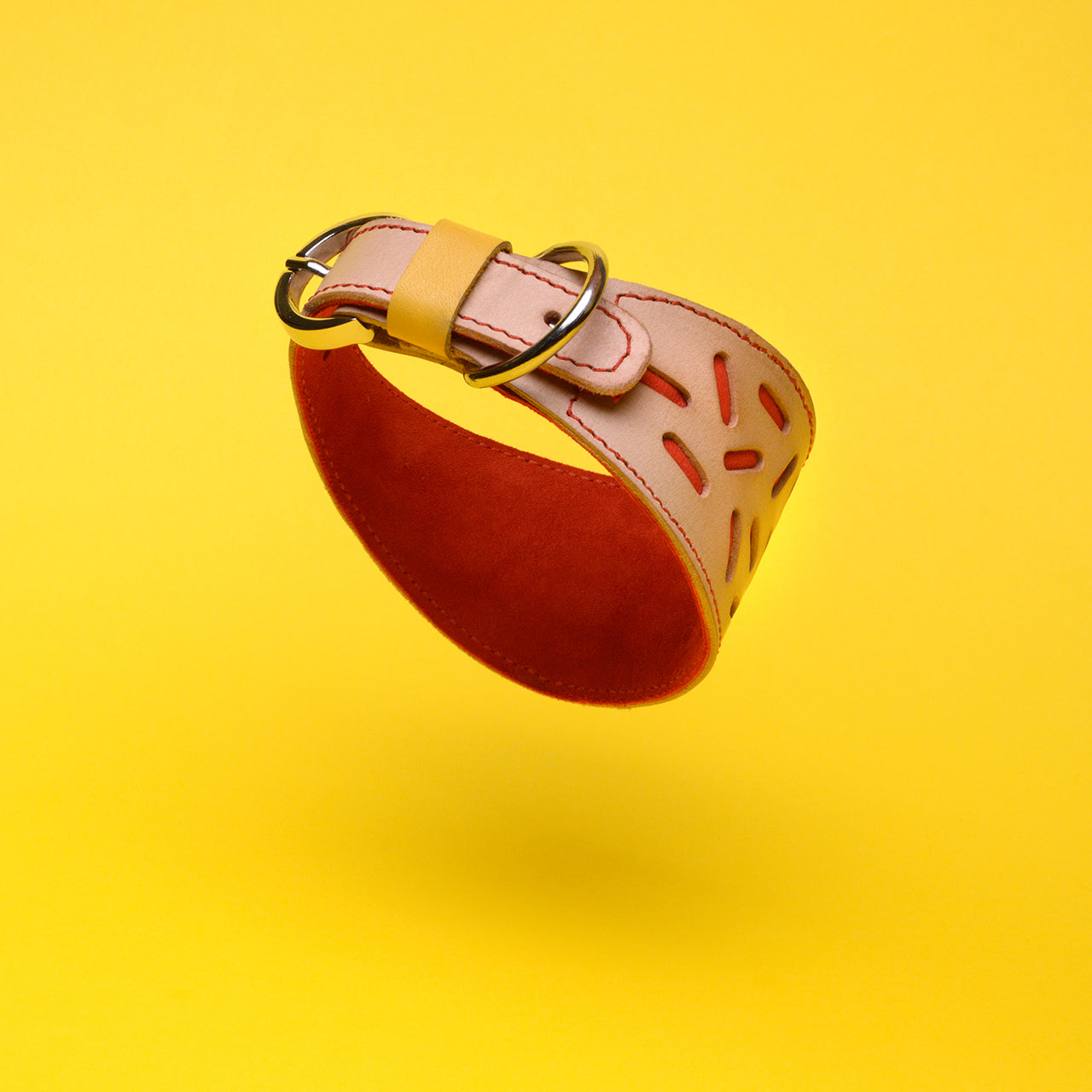 Red Greyhound Leather Collar from the Bauhaus Collection